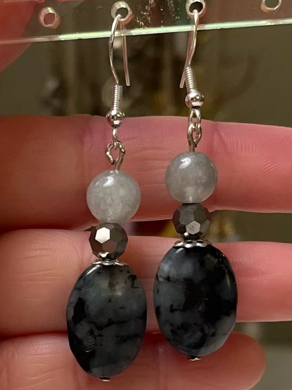 Handmade Agate & Crystal Bead Earrings